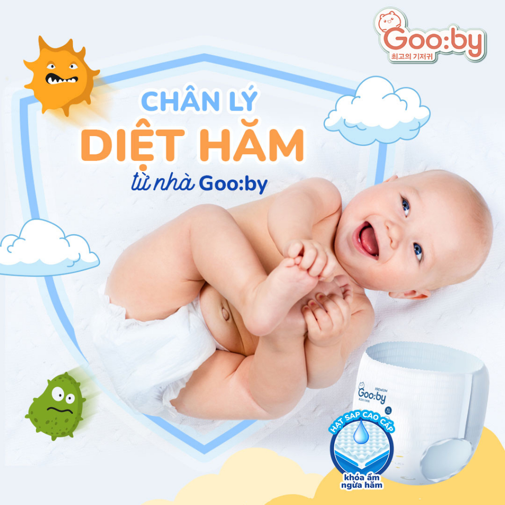 Tã/bỉm quần Gooby mềm mại, an toàn, siêu thấm hút size M/L/XL/XXL/XXXL cho bé từ 6kg