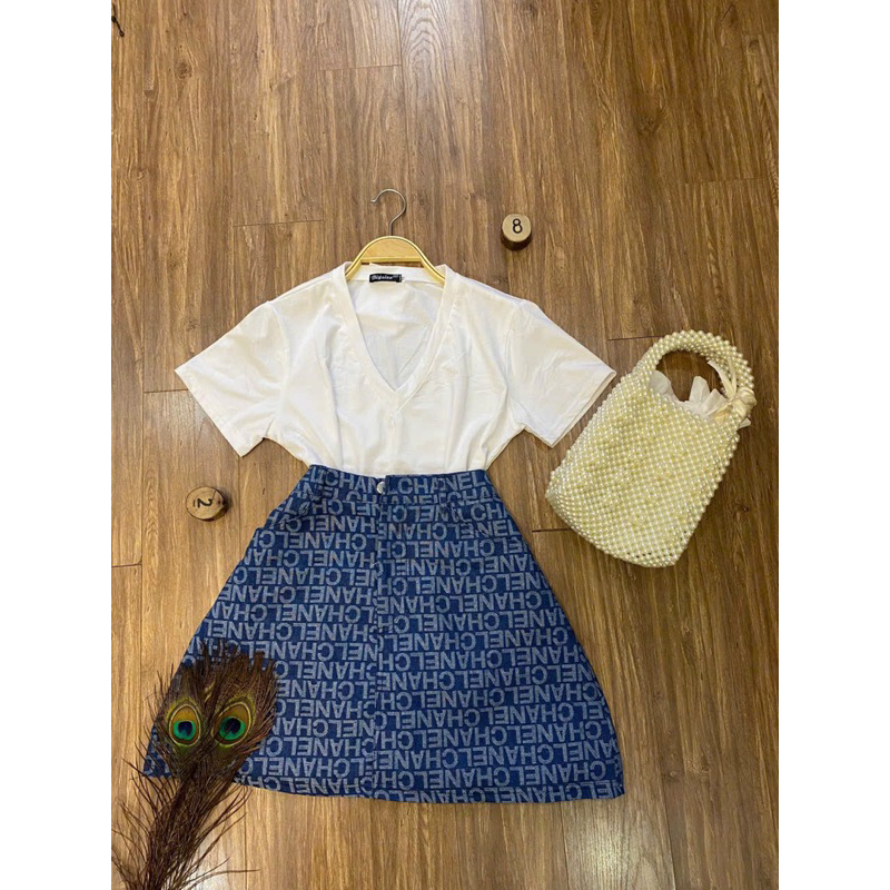 💋 SET ÁO THUN KÈM CHÂN VÁY JEAN 💋 BIGSIZE RIN HEO 60-90kg