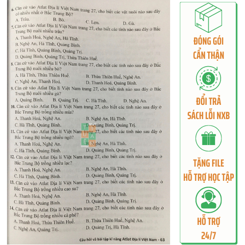 Sách - Câu hỏi và bài tập kĩ năng Atlat Địa lí Việt Nam
