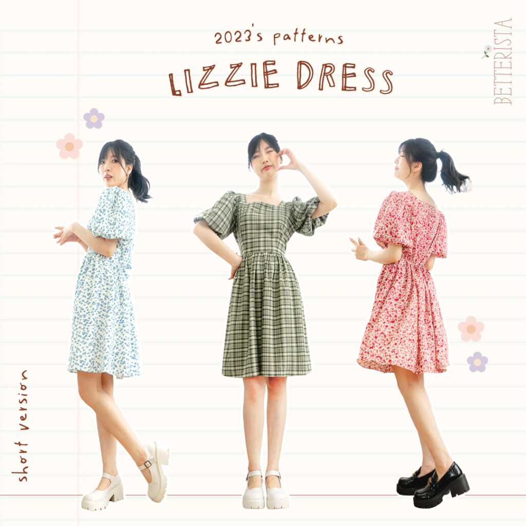 Lizzie dress - váy hoa cổ vuông dáng babydoll