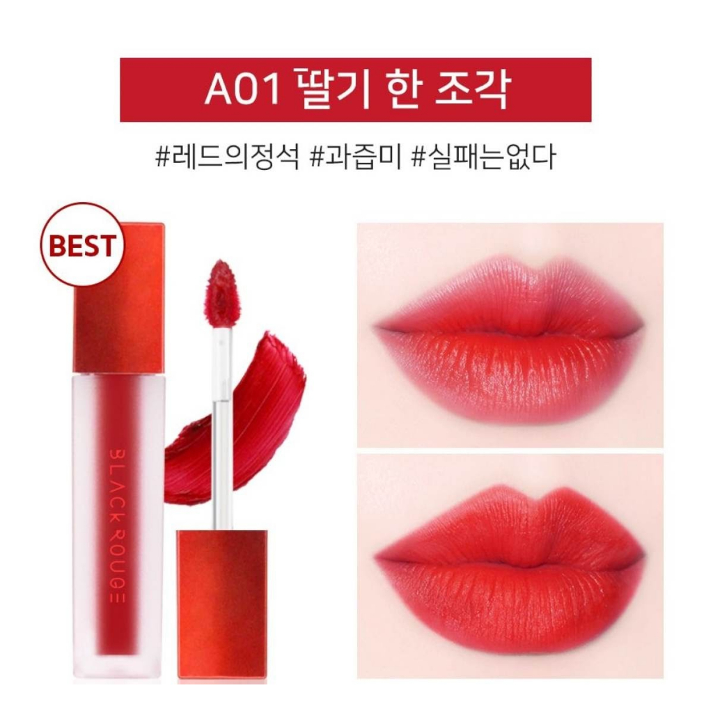 Son Kem Lì Black Rouge Air Fit Velvet Tint A01 Strawberry Red - Đỏ Dâu