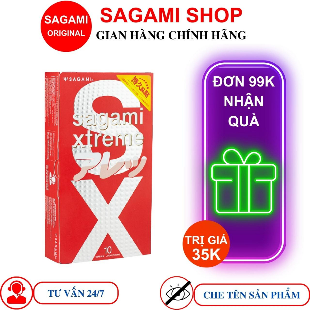 Bao cao su Sagami Feel long có gai tăng khoái cảm Hộp 10 chiếc