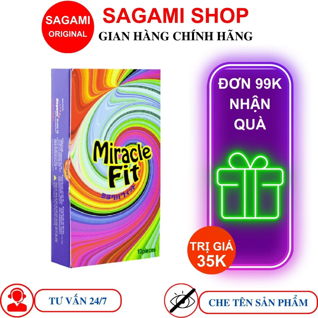 Bao cao su Sagami Miracle fit Thiết kế 3D ôm khít Hộp 10 chiếc