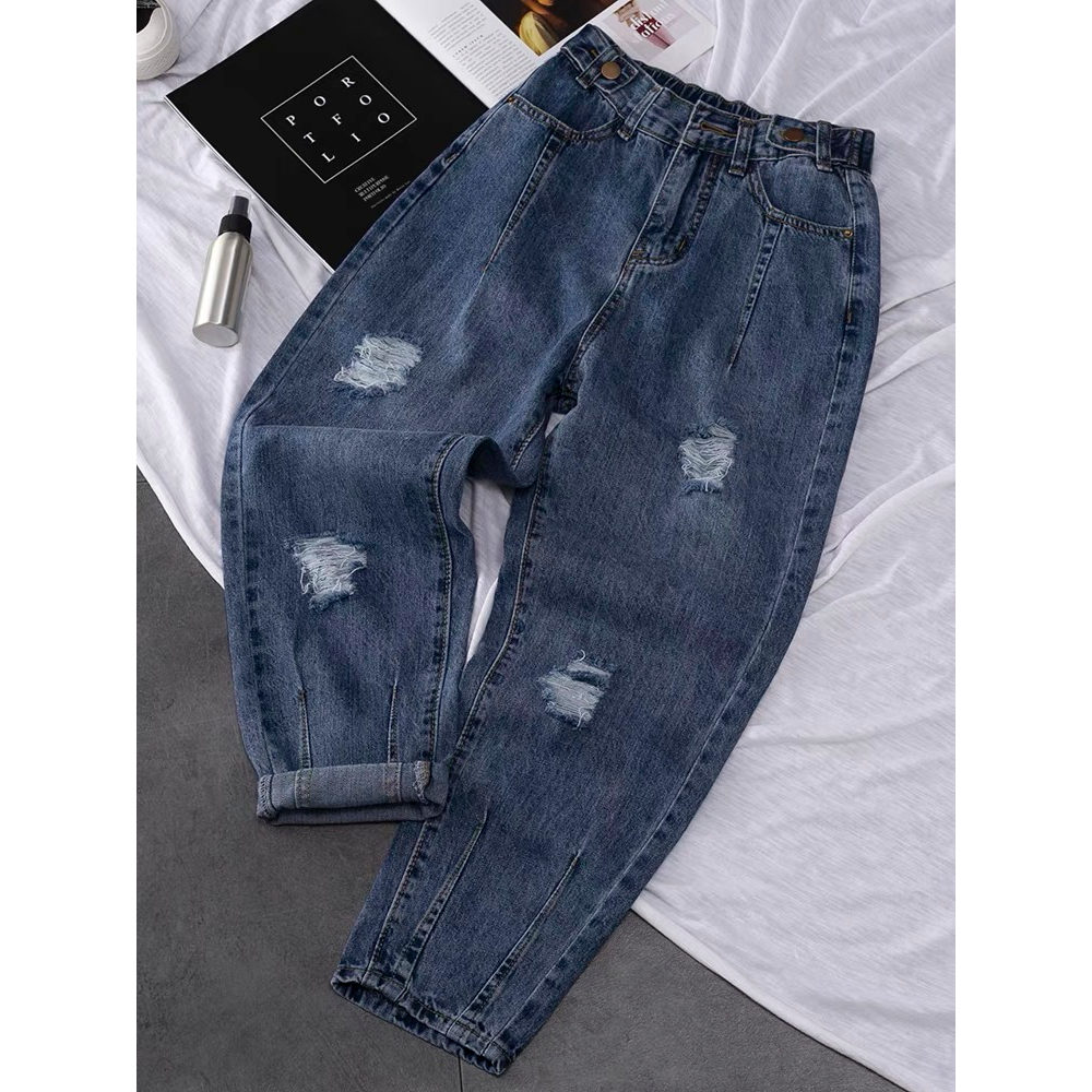QUẦN JEAN BAGYY XANH ĐẬM RÁCH MAY GẤU - BIGSIZE 50-90KLG