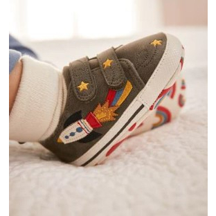 NEXT UK M96200 giày đế mềm thêu hình tàu lửa cho bé trai