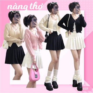 Áo cardigan len tay bồng 4 màu 4137