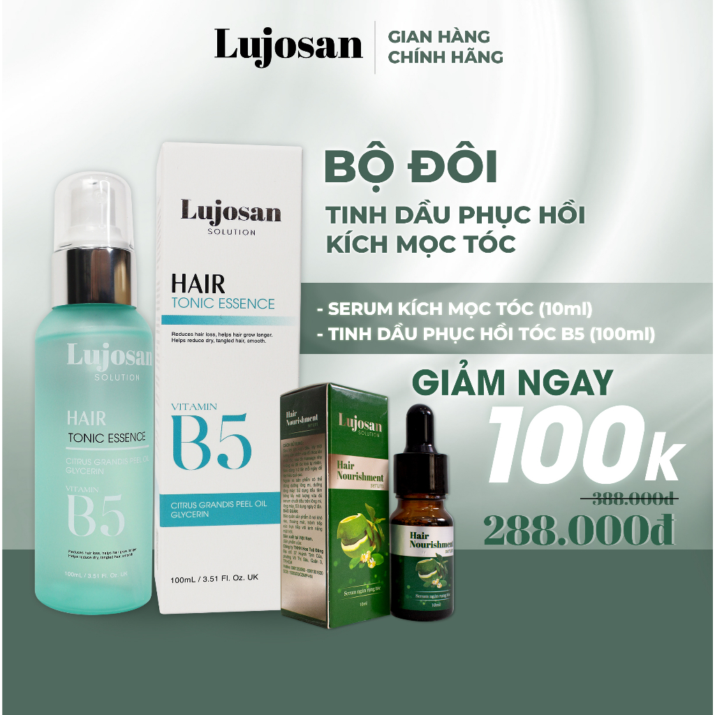 Bộ đôi tinh dầu dưỡng tóc kích thích mọc tóc giảm rụng hiệu quả Lujosan