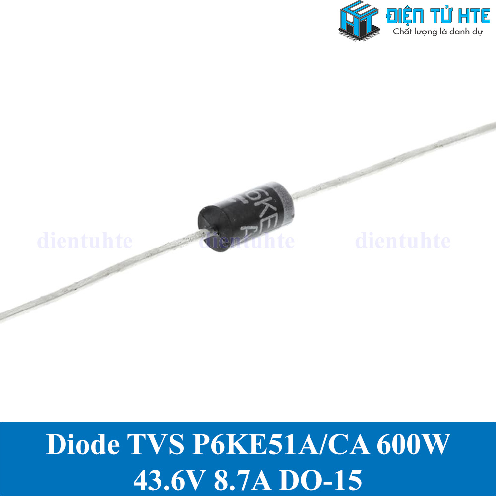 Bộ 5 Diode TVS 600W VR 43.6V 8.7A P6KE51CA P6KE51A - chân cắm DO-15