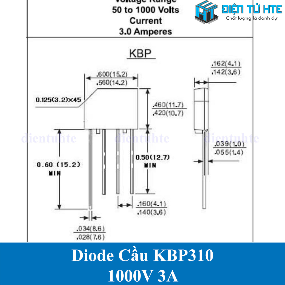Bộ 5 Diode cầu KBP310 3A 1000V chân cắm SEP