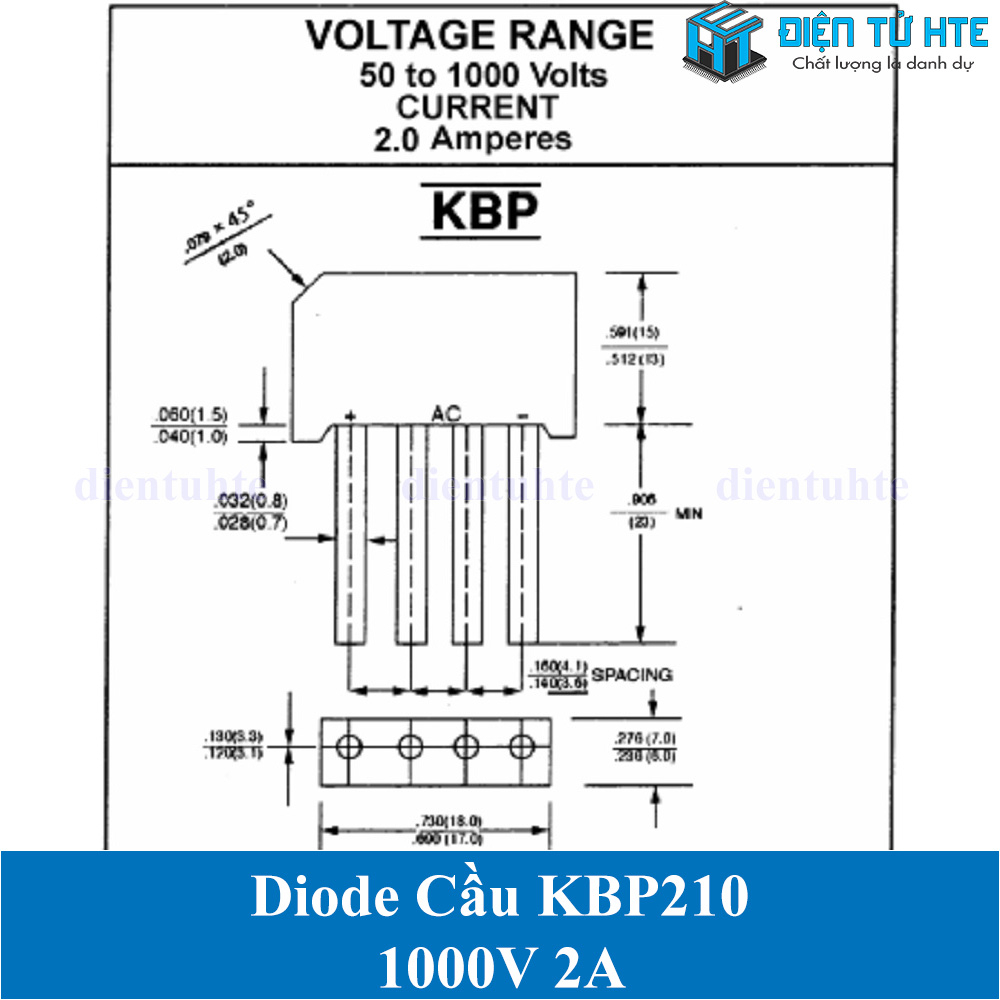 Bộ 5 Diode cầu KBP210 2A 1000V chân cắm SEP