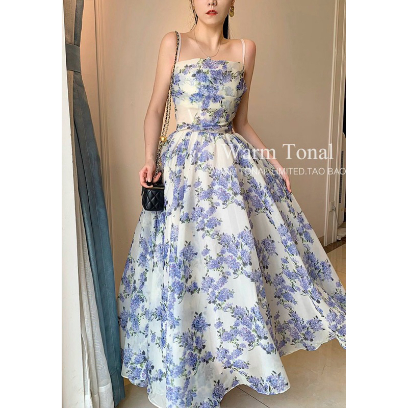 Đầm xoè 2 dây voan hoa có lót TRIPBLE T DRESS - Free size dưới 54kg - MS71HD