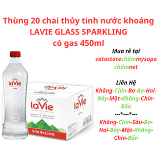 Thùng 20 chai thủy tinh lavie glass có ga 450ml / combo 6 chai nước khoáng la vie glass có ga nắp đỏ 450ml
