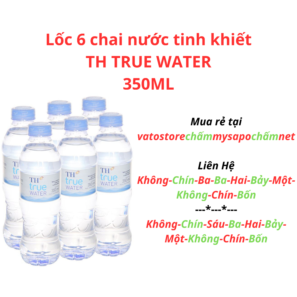 Thùng 24 chai nước tinh khiết TH TRUE WATER 350ml / Lốc 6 chai nước tinh khiết TH TRUE WATER 350ml