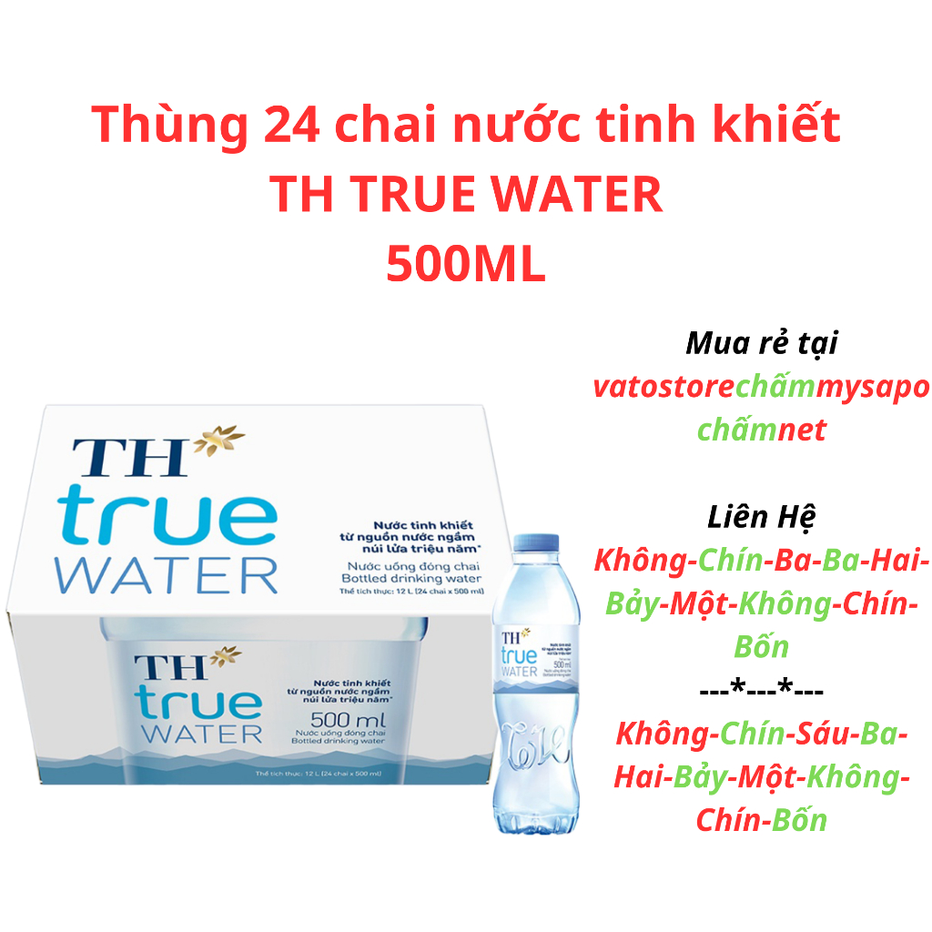 Thùng 24 chai nước tinh khiết TH TRUE WATER 500ml / Lốc 6 chai nước tinh khiết TH TRUE WATER 500ml