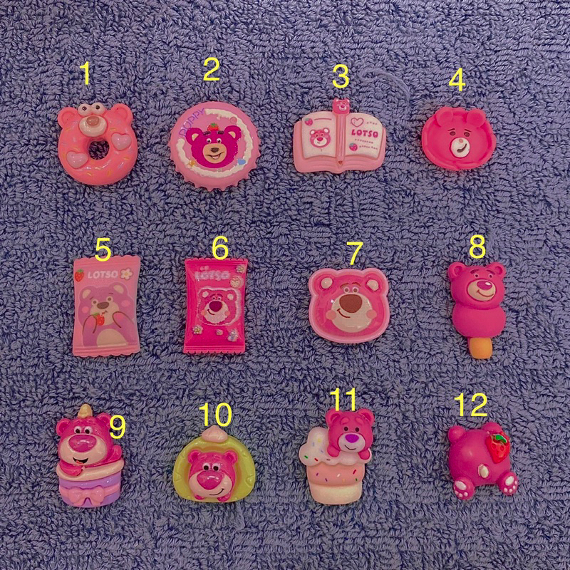 Charm gấu dâu lotso trang trí mô hình mini