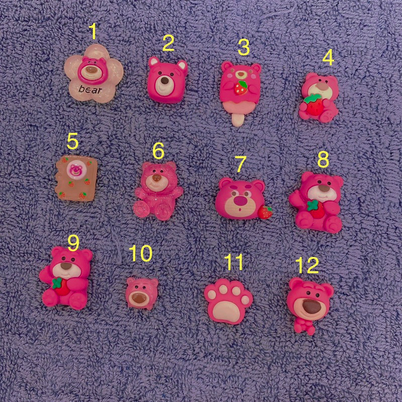 Charm gấu dâu lotso trang trí mô hình mini