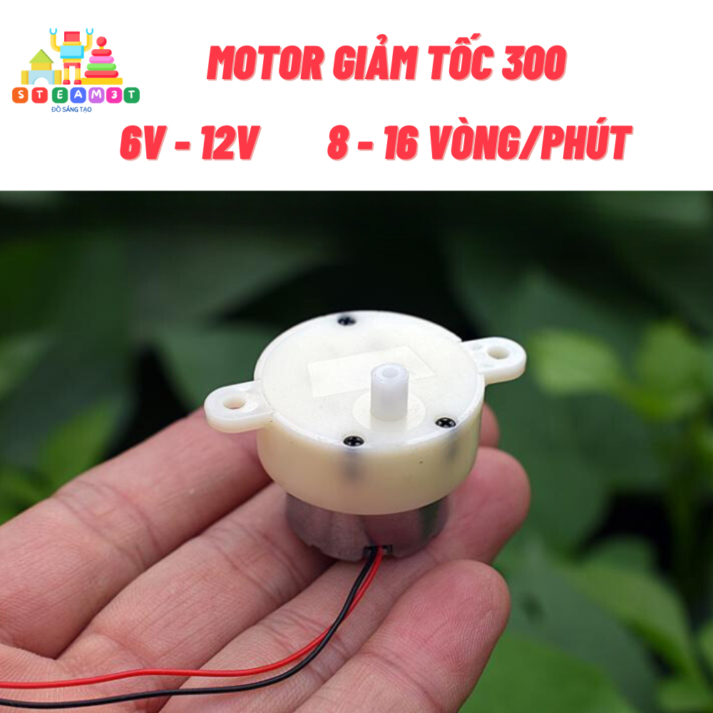 Motor giảm tốc mini 300 điện áp 6V - 12V tốc độ 30 - 60 vòng/phút chạy êm - LK0299