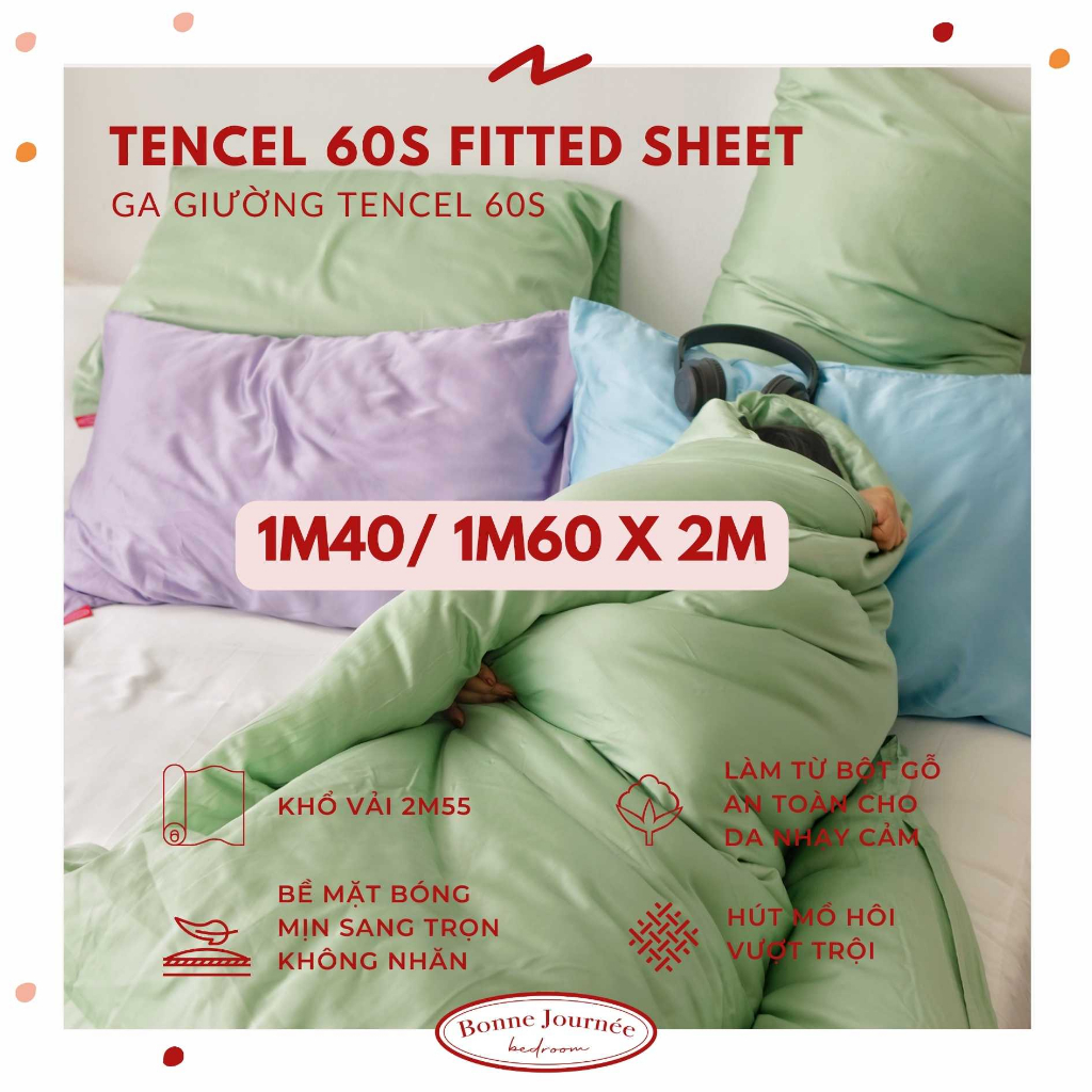 (TENCEL 60S) GA GIƯỜNG 1M40X2M/ 1M60X2M lụa Tencel 60s cao cấp phù hợp cho da nhạy cảm (NHIỀU MÀU)