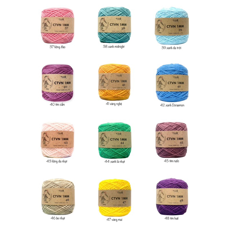 Sợi CTVN 1mm 100gram màu 1-50