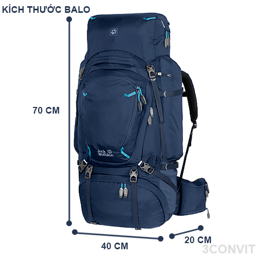 Balo chuyên du lịch bụi Jack Wolfkins 70L