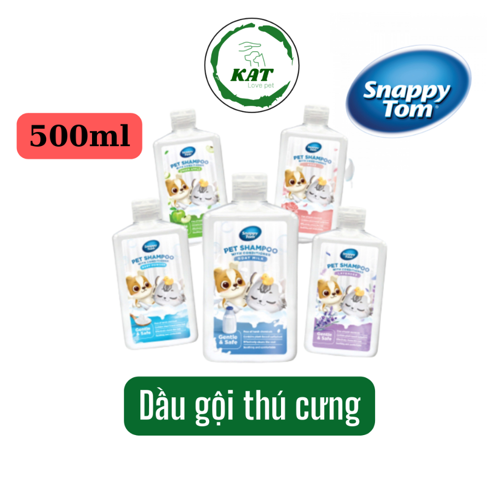 Sữa tắm kèm dầu xả Snappy Tom dành cho chó mèo - Chai 500ml - KAT Store