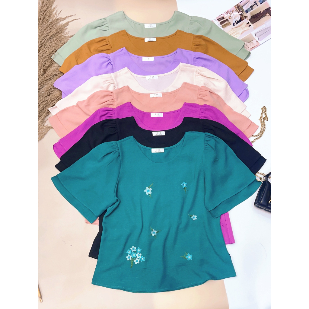 Áo Linen tay ngắn thêu