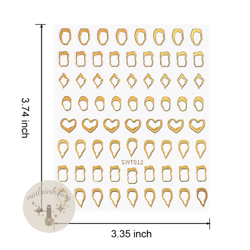Miếng Dán Trang Trí Móng Tay 3D STZPRONAIL Hoạ Tiết Viền Kim Loại Mạ Vàng - Sticker Nét Viền Kim Loại Dán Móng