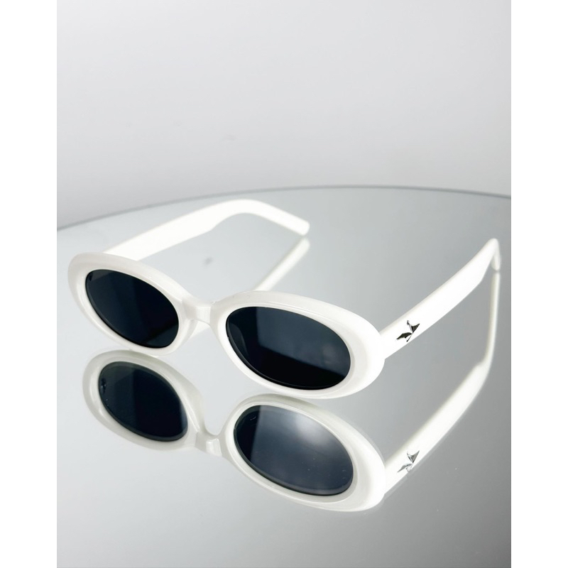 Kính mát có sẵn MOREGLASSES hình tròn hoạ tiết ngôi sao phong cách Y2K Punk 2023 tròng kính chống UV 400 ảnh thật