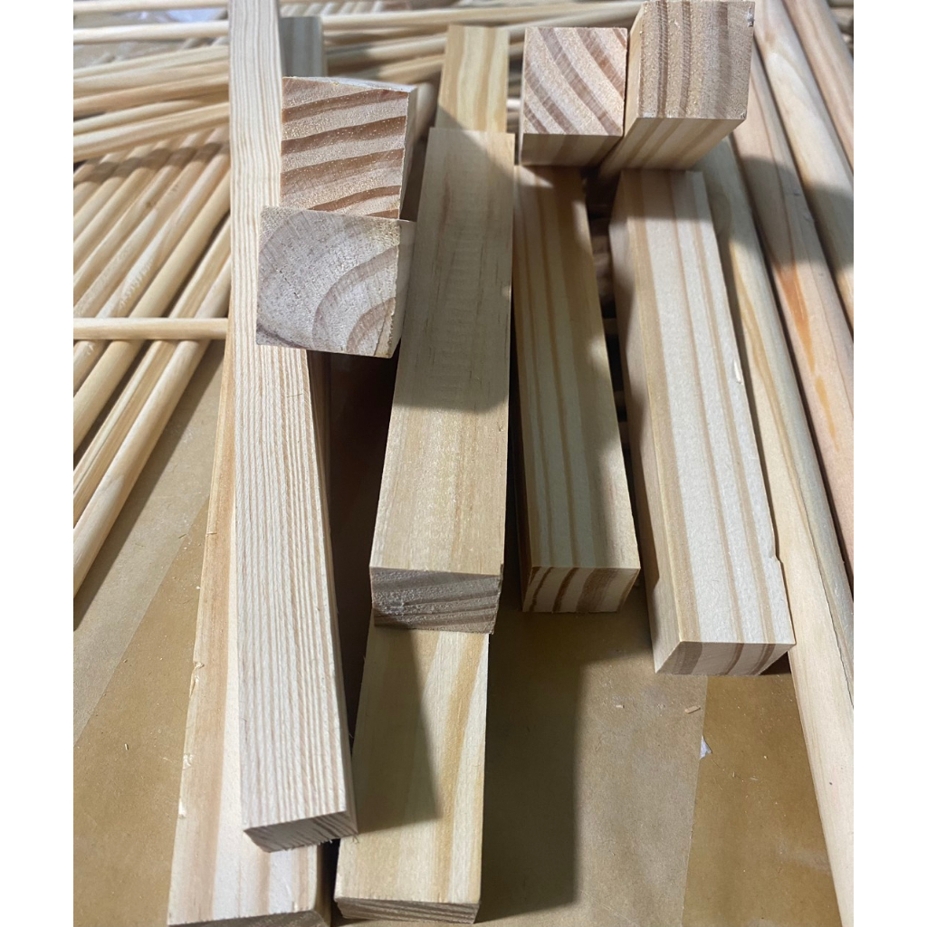 Thanh gỗ vuông, cạnh 2cm, 3cm, dài 1m~1.5m, thanh gỗ thông, làm mô hình, handmade, DIY, macrame