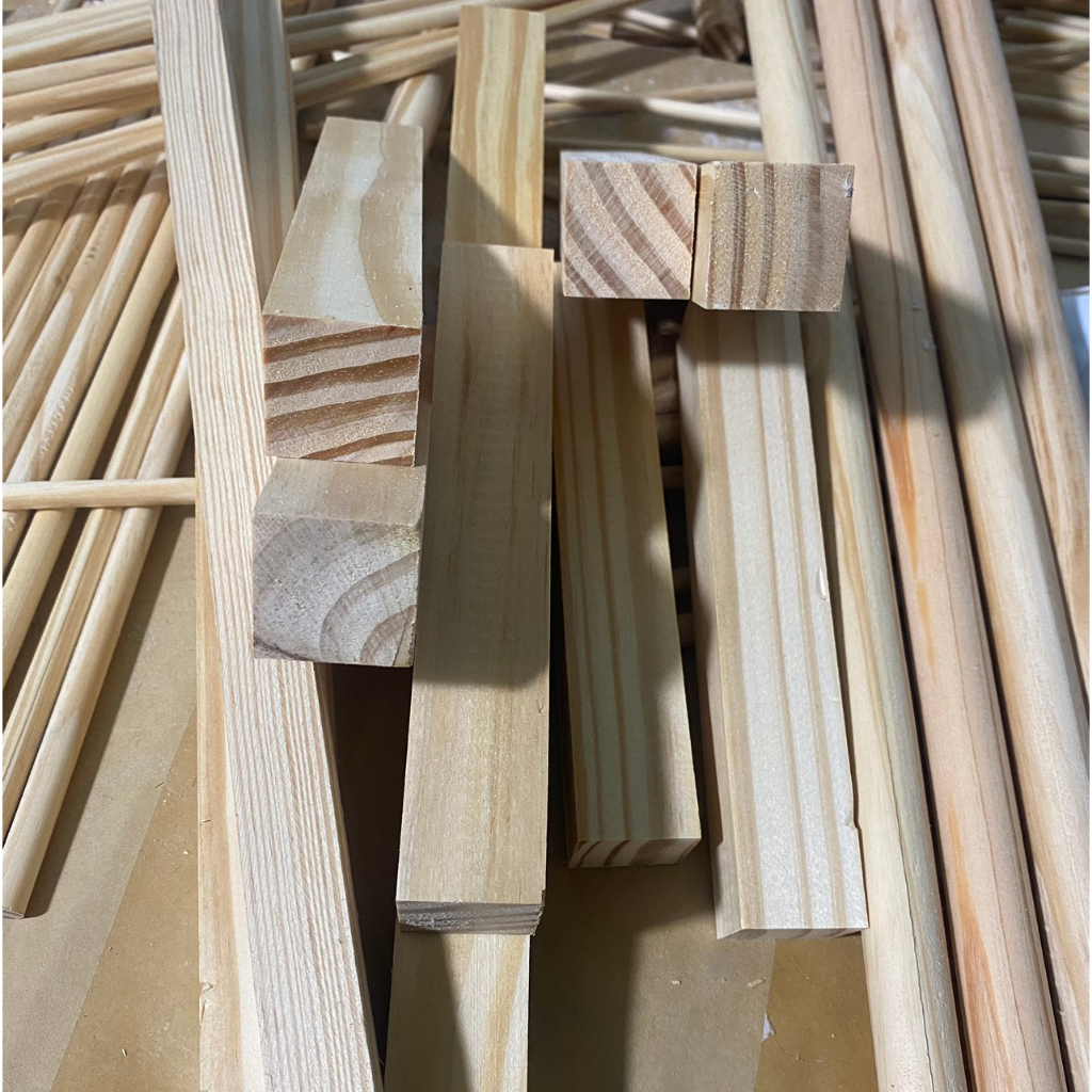 Thanh gỗ vuông, cạnh 2cm, 3cm, dài 1m~1.5m, thanh gỗ thông, làm mô hình, handmade, DIY, macrame