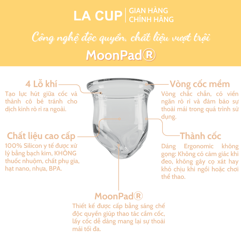 Cốc nguyệt san La Cup Nhập khẩu từ Pháp 3 Size S M L