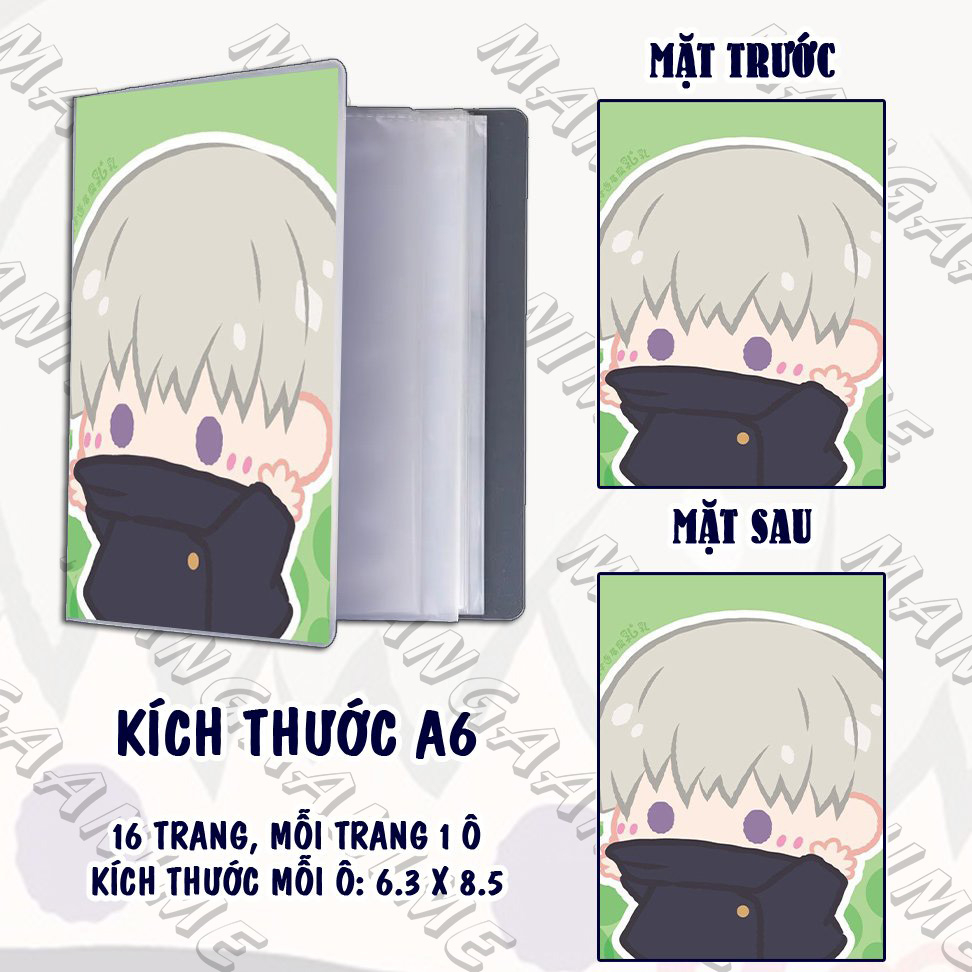 (mini) Album đựng card nhân vật Jujutsu Kaisen Chú Thuật hồi chiến A6 16 ô binder sưu tập thẻ anime chibi