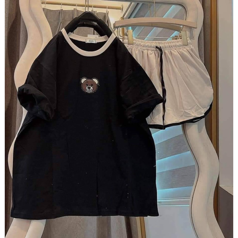 [ Rẻ vô địch ] Set bộ đùi chất cotton khô 3158 - Gấu thêu