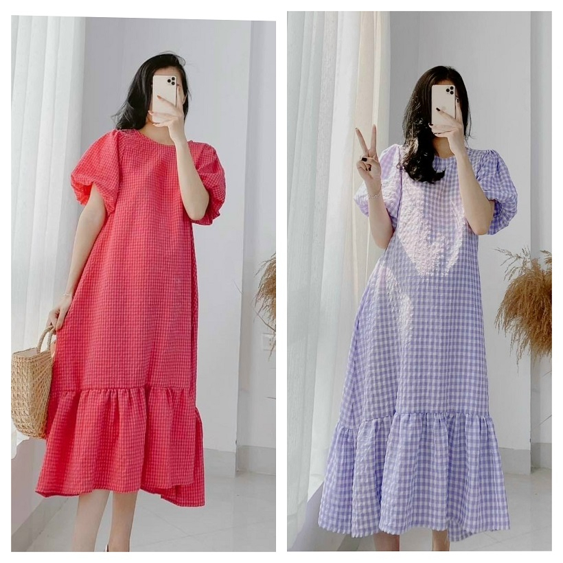 VÁY BẦU MÙA HÈ DÁNG XUÔNG XINH XẮN,NHẸ NHÀNG- VÁY BẦU DỄ THƯƠNG-ĐẦM BẦU CÔNG SỞ HẠT NỔI CHẤT VOAN ĐẸP CHO MẸ BẦU ĐI CHƠI