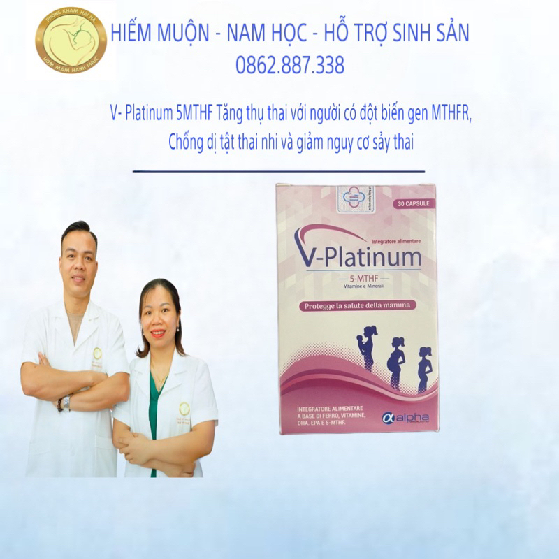 V- Platinum 5MTHF Tăng thụ thai với người có đột biến gen MTHFR, Chống dị tật thai nhi và giảm nguy cơ sảy thai