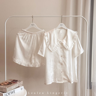 Pyjamas lụa cao cấp cộc tay cổ bèò leuleu.lingerie