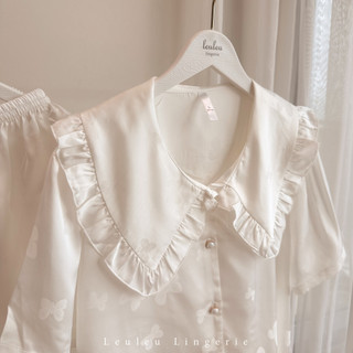 PYJAMAS LỤA CAO CẤP CỘC TAY CỔ BÈÒ LEULEU.LINGERIE