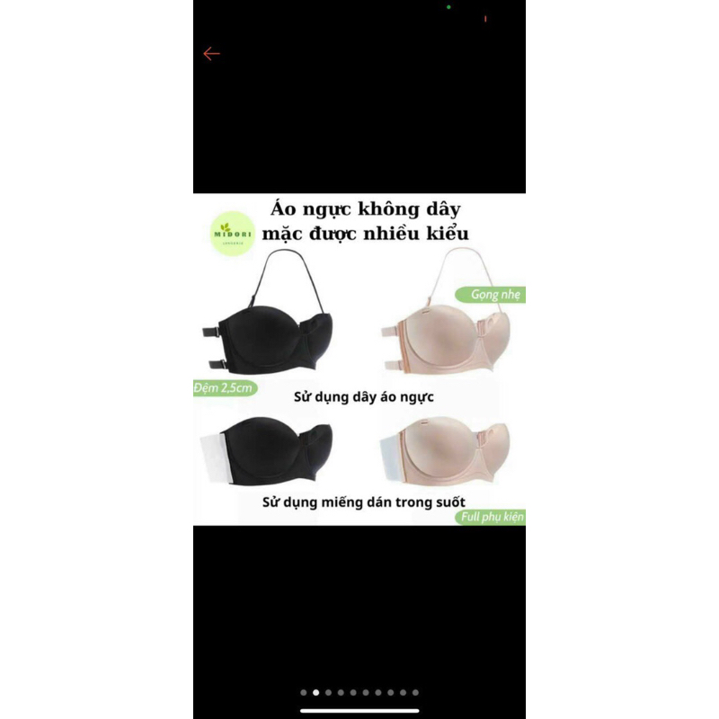 Áo lót cúp ngang tặng kèm miếng dán mix  hở lưng  tạo khe nâng ngực đẹp tự nhiên