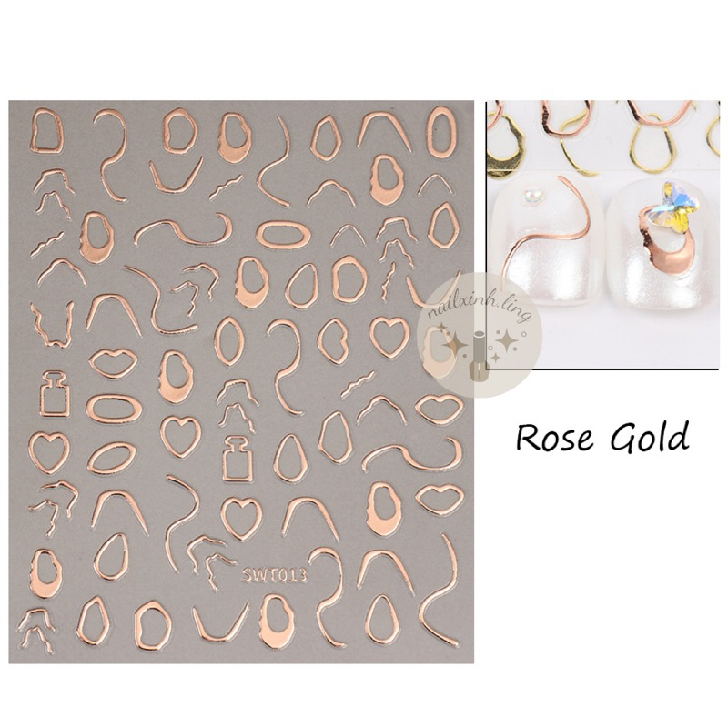 Miếng Dán Trang Trí Móng Tay 3D STZPRONAIL Hoạ Tiết Viền Kim Loại Mạ Vàng - Sticker Nét Viền Kim Loại Dán Móng