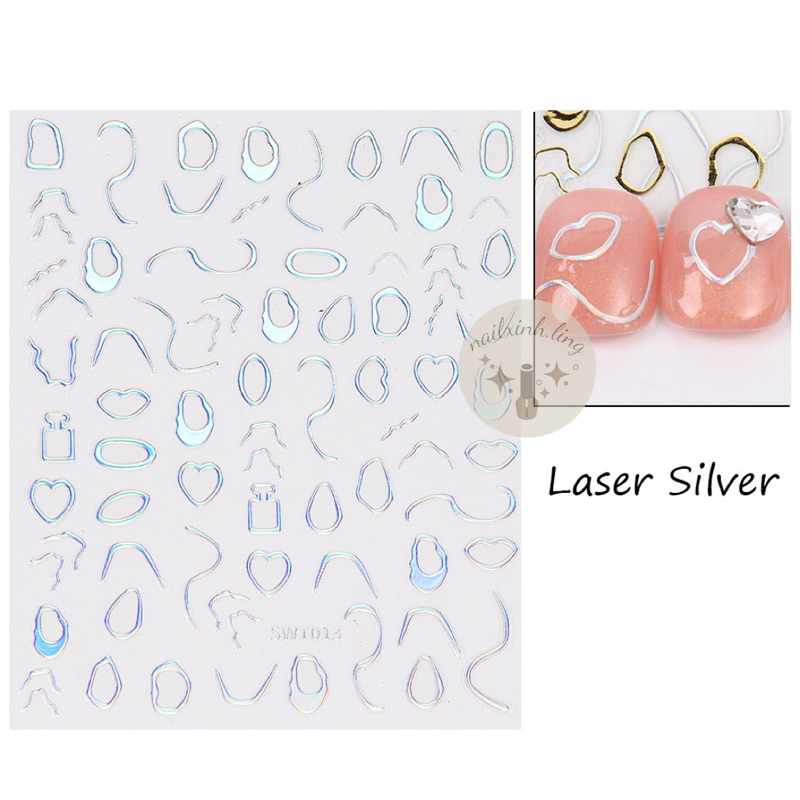 Miếng Dán Trang Trí Móng Tay 3D STZPRONAIL Hoạ Tiết Viền Kim Loại Mạ Vàng - Sticker Nét Viền Kim Loại Dán Móng