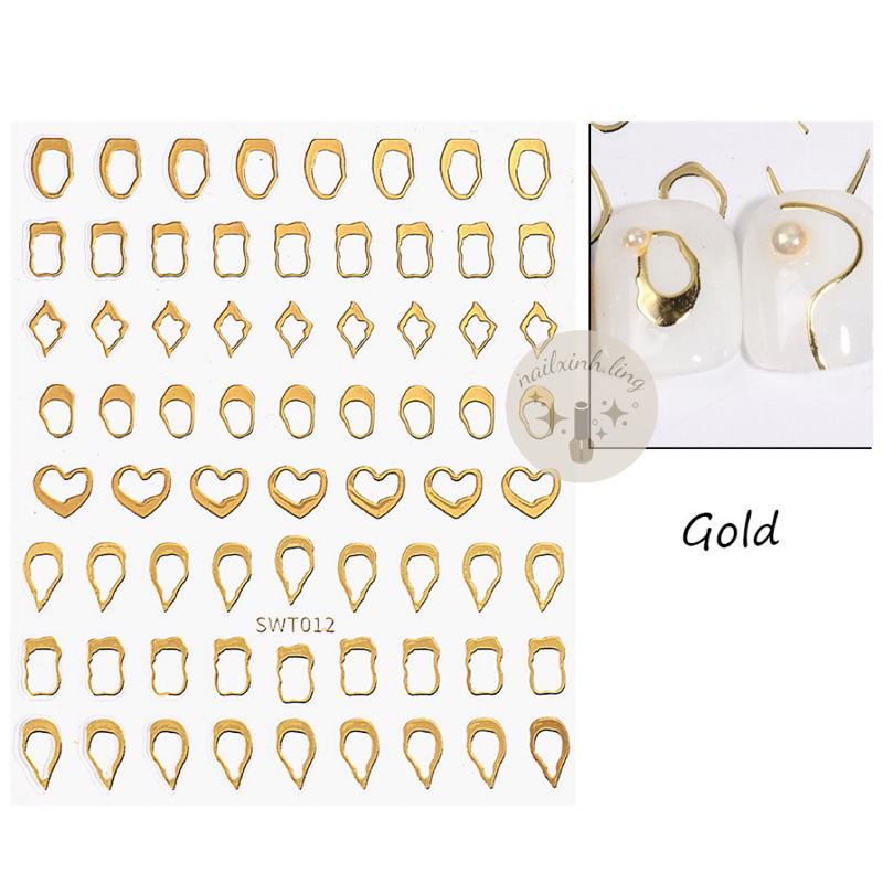 Miếng Dán Trang Trí Móng Tay 3D STZPRONAIL Hoạ Tiết Viền Kim Loại Mạ Vàng - Sticker Nét Viền Kim Loại Dán Móng