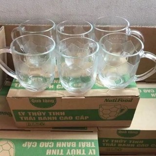 Bộ 6 ly thủy tinh banh tròn có quai 400ml