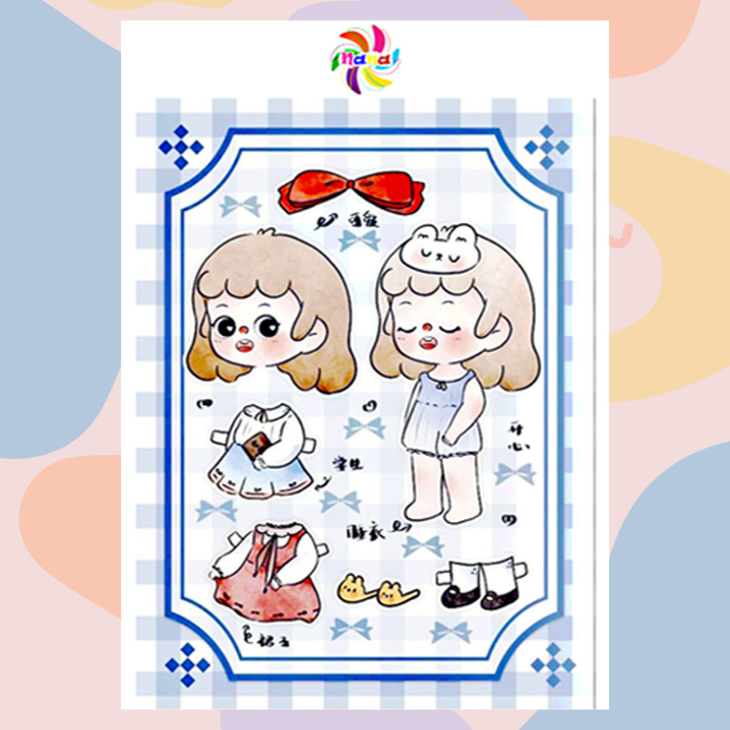 Búp bê giấy  thay đồ thủ công thời trang phong cách Hàn Quốc cho bé combo 8 hình siêu đáng yêu BBG0029