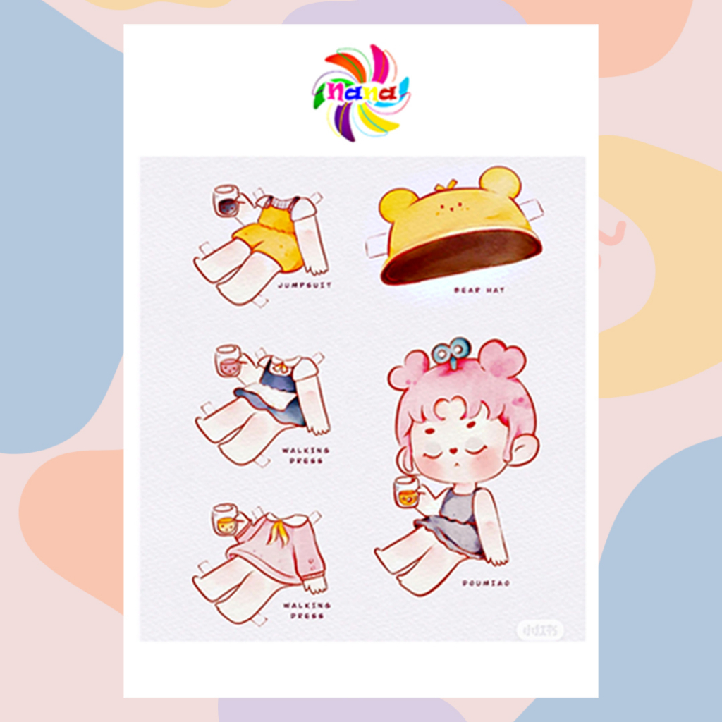 Búp bê giấy  thay đồ thủ công thời trang phong cách Hàn Quốc cho bé combo 8 hình siêu đáng yêu BBG0029