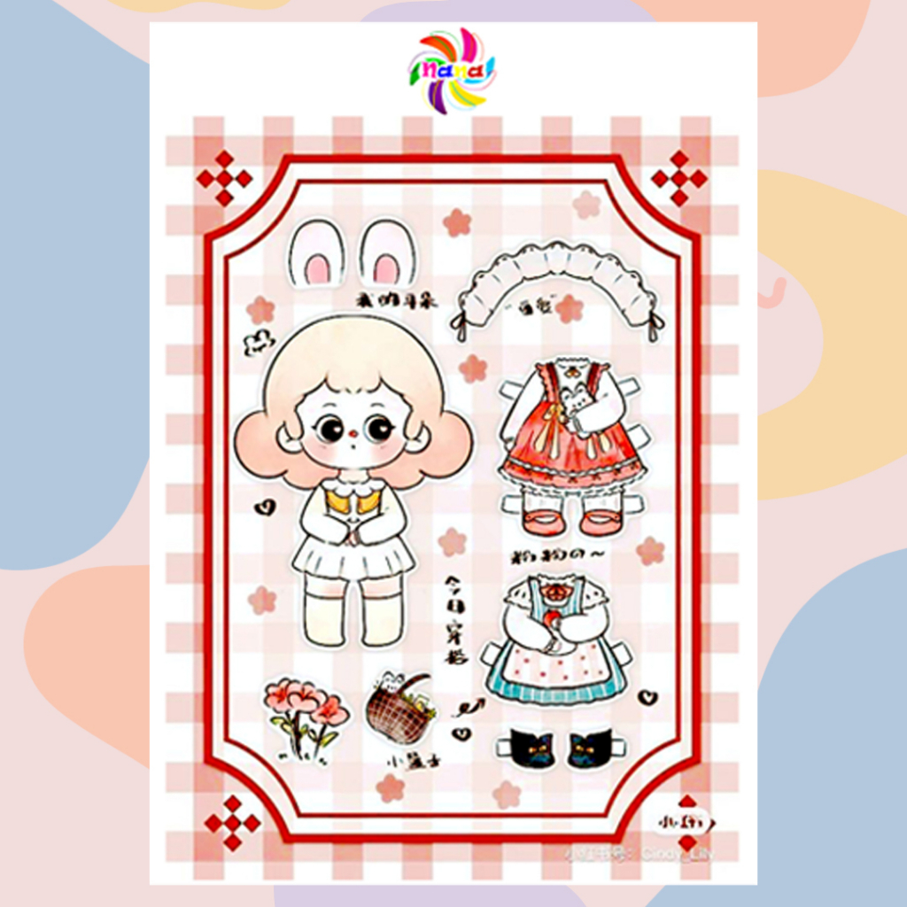 Búp bê giấy  thay đồ thủ công thời trang phong cách Hàn Quốc cho bé combo 8 hình siêu đáng yêu BBG0029