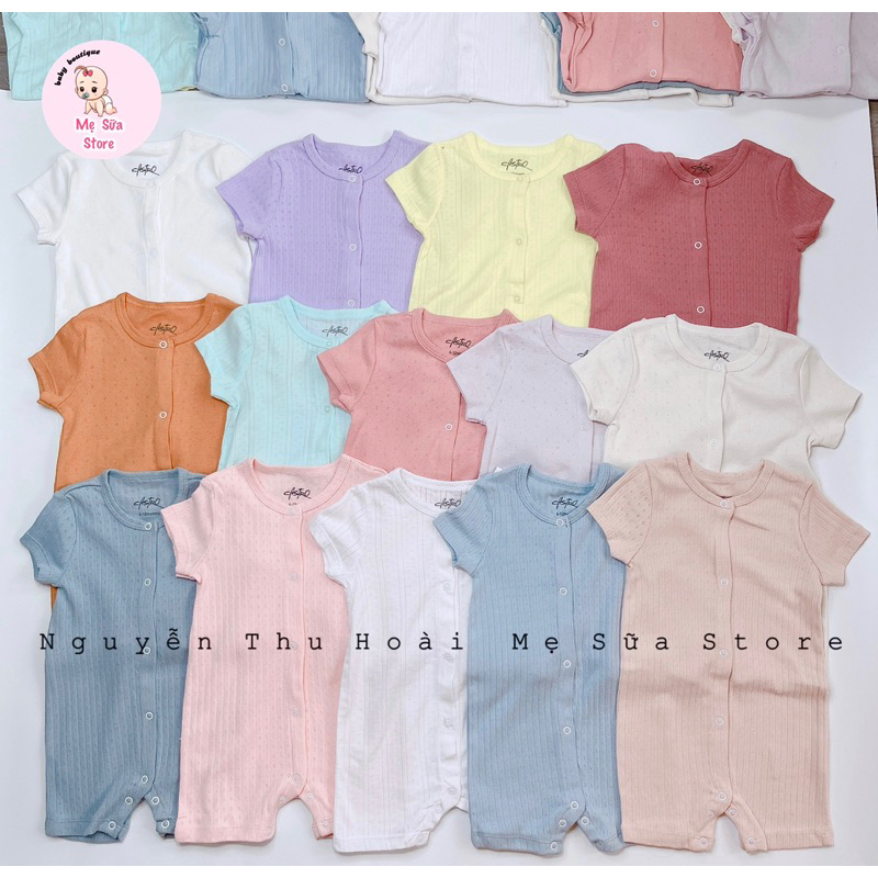 Body thông hơi cộc tay màu pastel cúc trước xuất dư hiệu Castro cho bé