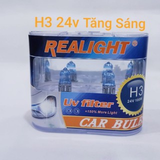Bóng đèn halogen h3 24v 100w, bóng đèn gầm ,đèn sương mù, tăng sáng 150% chính hãng 1 hộp gồm 2 bóng