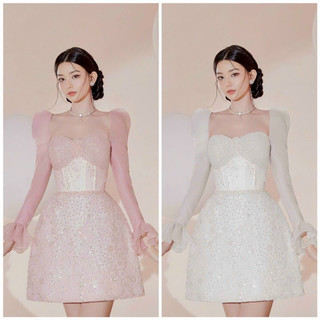 Đầm ren kim sa phối ngọc tơ