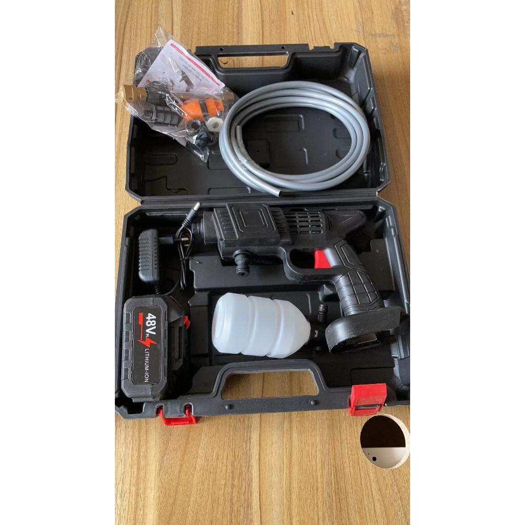 Vòi rửa xe chạy pin 48v Lithium mini cầm tay 3 chế độ phun,chuyên sử dụng rửa xe, vệ sinh, tưới cây.Vòi phun tăng áp.