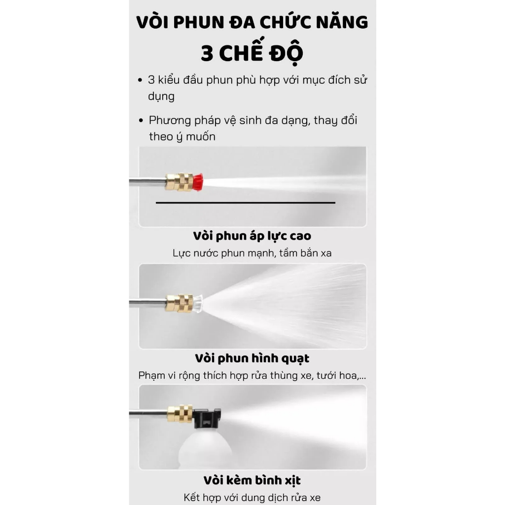 Vòi rửa xe chạy pin 48v Lithium mini cầm tay 3 chế độ phun,chuyên sử dụng rửa xe, vệ sinh, tưới cây.Vòi phun tăng áp.